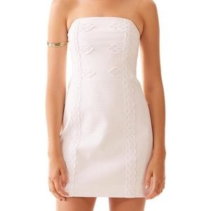 Lilly Pulitzer White Strapless Lace-Trim Shift Dress